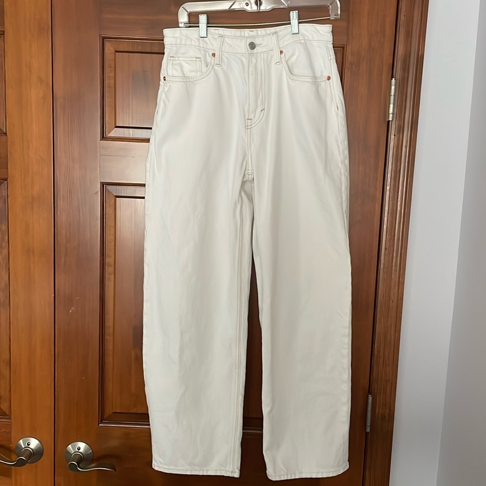 H&M White Baggy High Waist Jeans